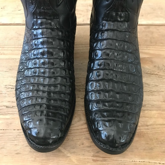 LUCCHESE Handmade Croccodile & Calfskin Cowboy Boots Size 10 D - Picture 4 of 9